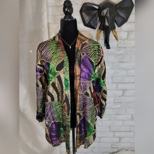 Vintage Metallic Button Down Top